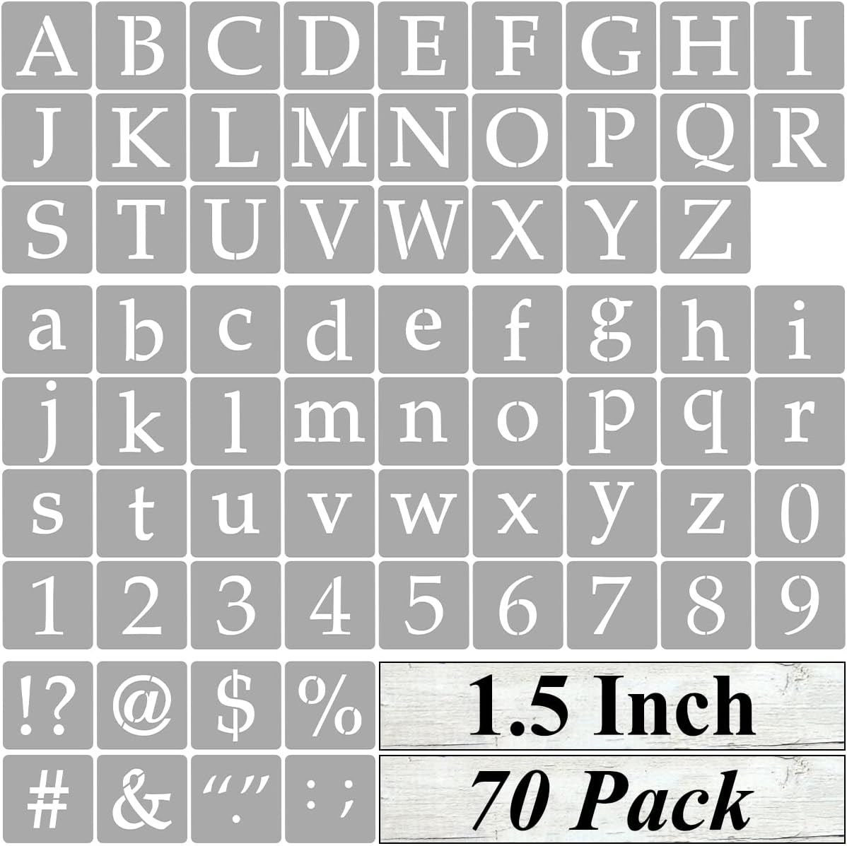 1.5 Inch Alphabet Letter Stencils for Painting - 70 Pack Letter and Number Stencil Templates with Signs for Painting on Wood, Reusable Letters and Numbers Stencils for Chalkboard Wood Signs & Wall Art