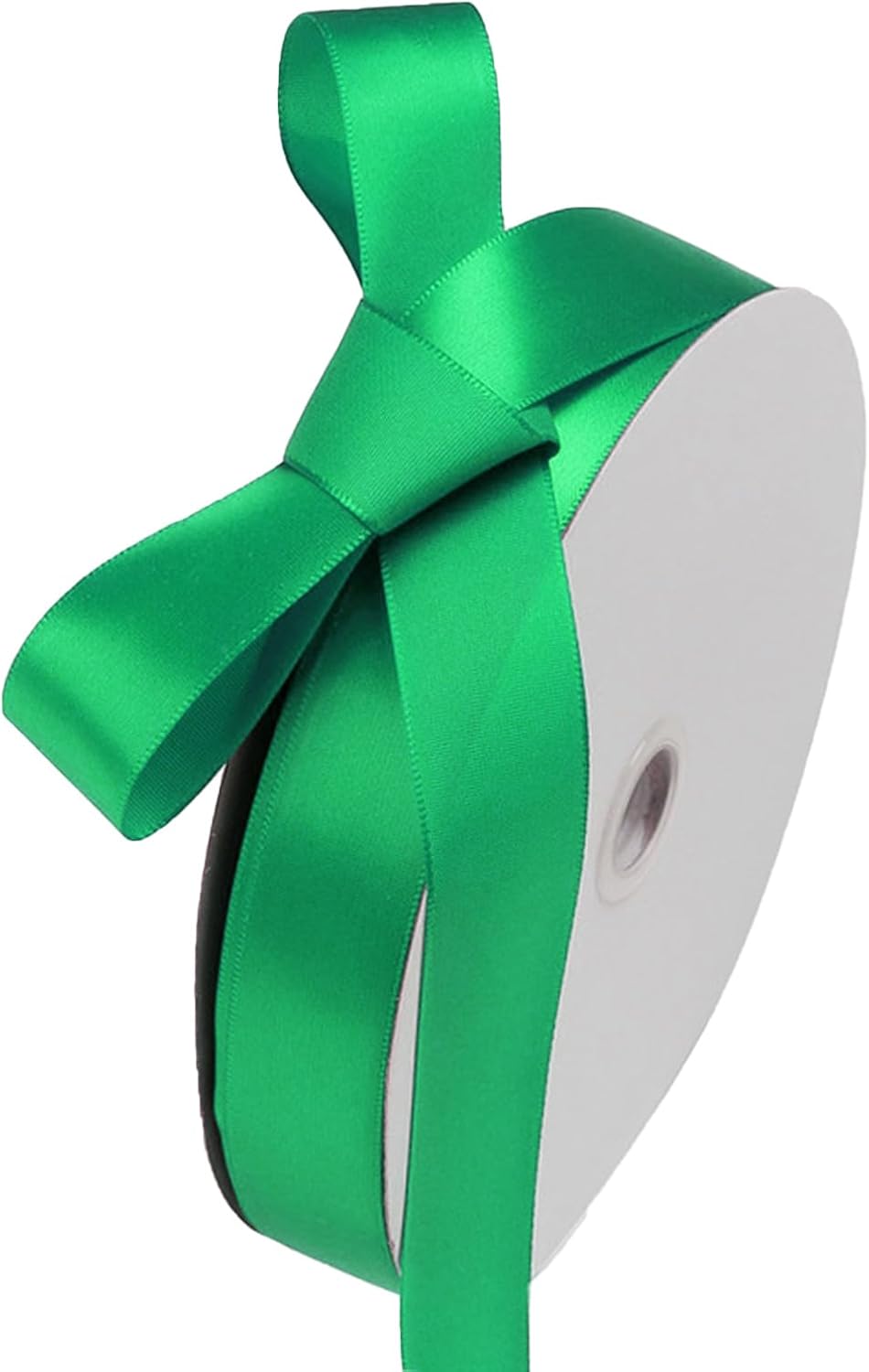 1" x 100 Yards Emerald Green Polyester Satin Ribbon Single Faced Bulk Fabric Ribbons for Gift Wrapping, Crafting, Bows Making, Flower Bouquet, Wedding, Home Decor