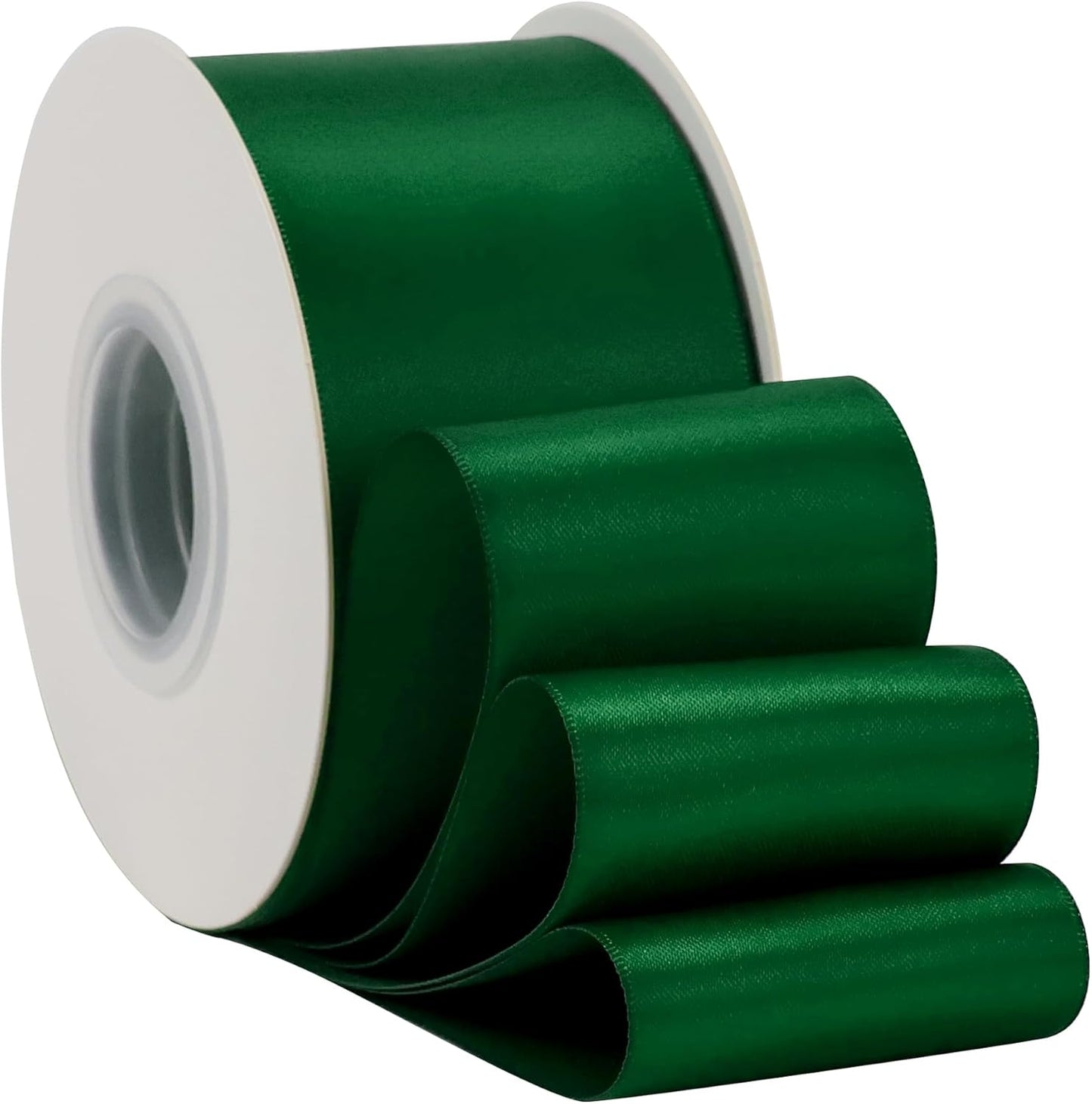 HUIHUANG Forest Green Ribbon 2 inch Double-Faced Forest Green Silk Fabric Ribbon for Christmas, Crafts, Bows Making, Flower Bouquet Wrap, Gift Wrapping, Home Decor, Hairs-25 Yards/Roll