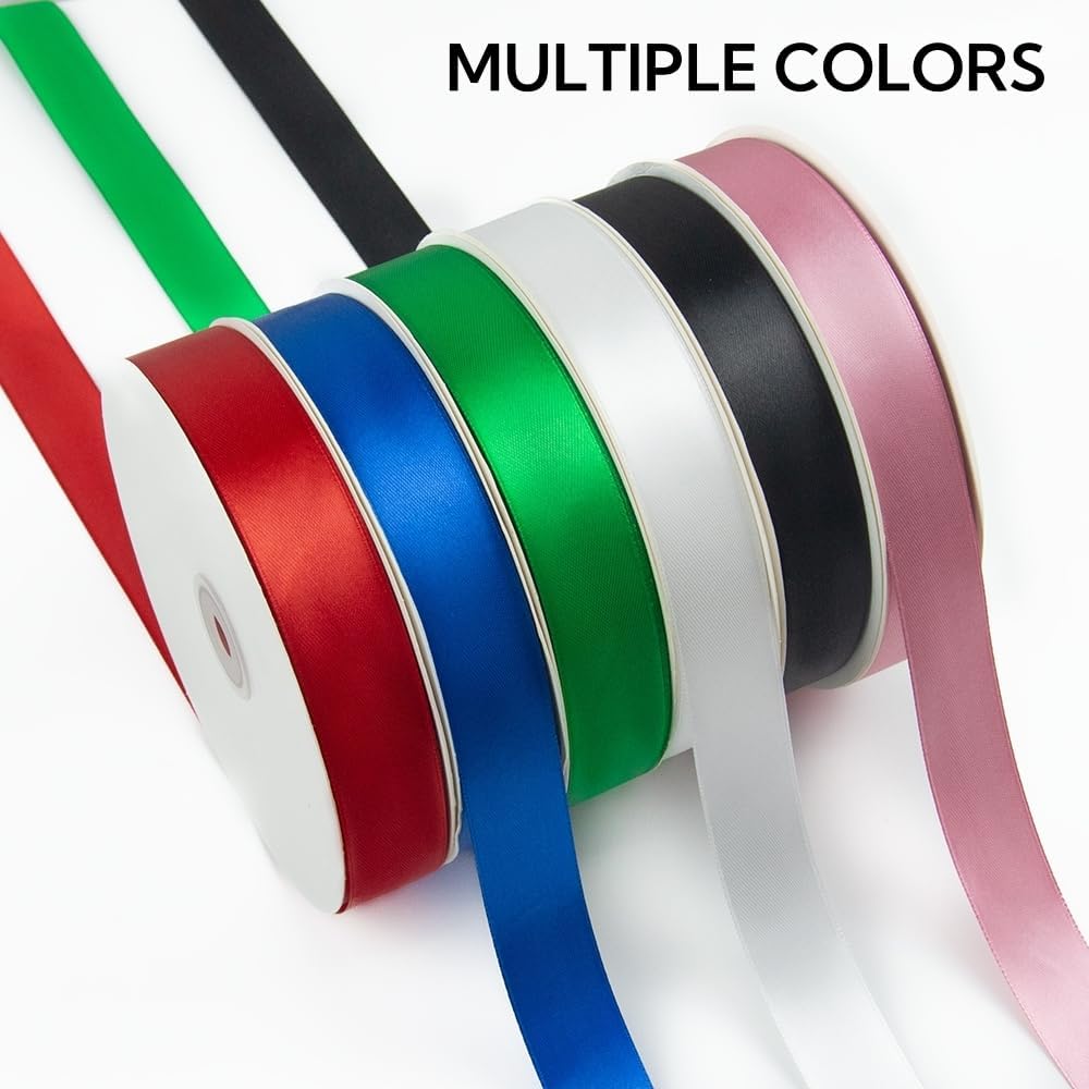 1 Inch 100 Yards Satin Ribbon Light Gold, Solid Color Fabric Ribbon for Gift Wrapping, Wedding, Polyester Gift Ribbon for Birthday Party Decoration, Craft, Hair, Floral, Sewing