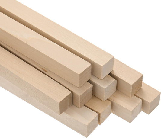 10-Pack Wood Square Dowel Rods, 19/32 x 12 Inch Unfinished Wooden Square Dowel Rod, Hardwood Square Dowel Sticks for Crafts/DIY Projects/Models Making [Wood Color]