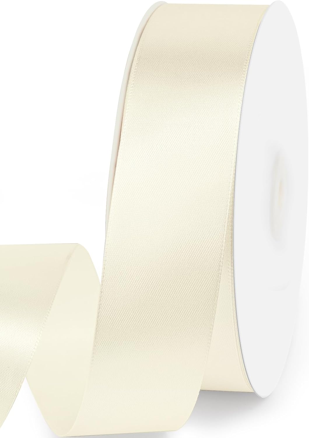 1-1/2" x 100 Yards Satin Ribbon - Ivory Silk Ribbon with Spool - Ideal for Gift Wrapping, Floral Bouquets, Crafts, Wedding Party Decorations, Christmas and Sewing Projects