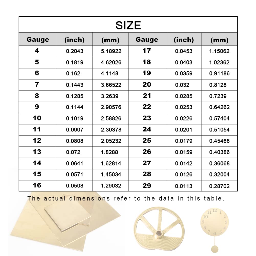 10 Gauge Brass Sheet，H62 Brass Plates Metal 0.098" Thickness x 3.9" Width x 3.9" Lenght, for Models, Crafts, Repairs, Electrical, 2Pcs