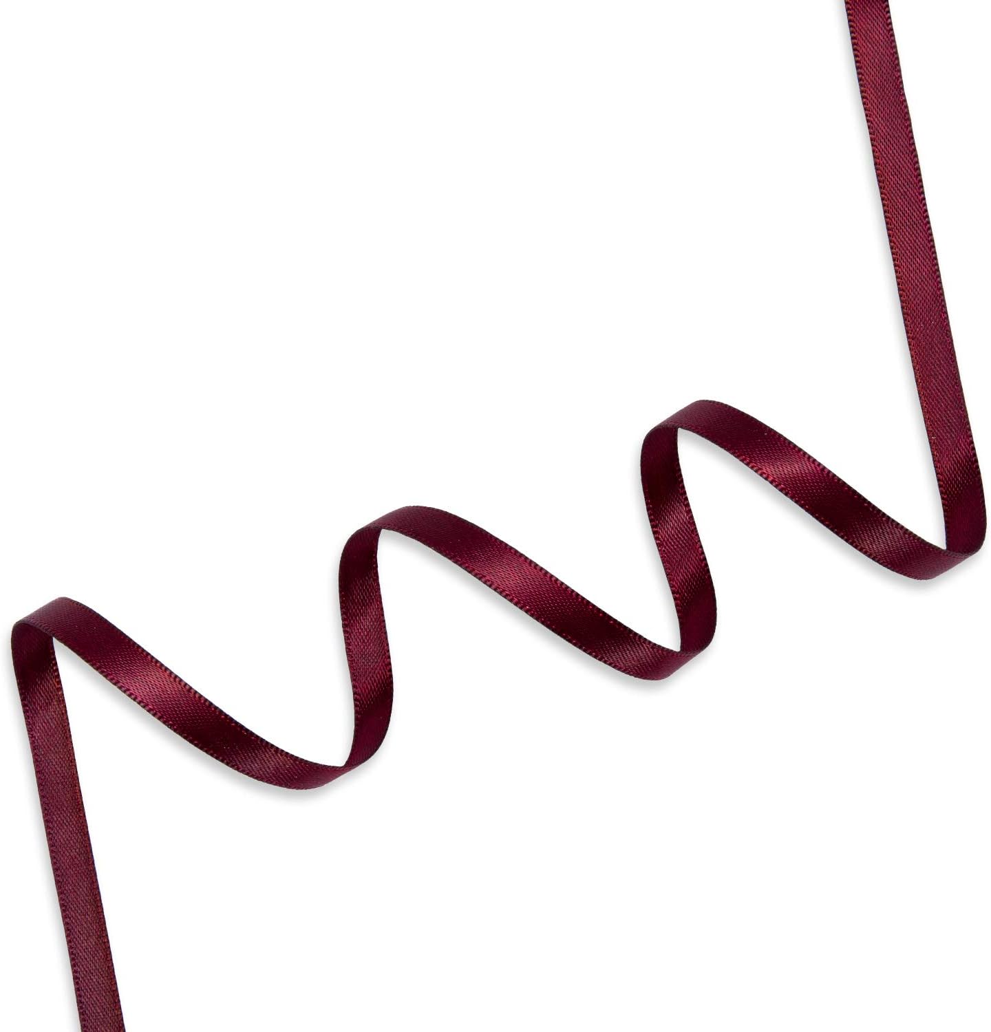 Humphrey's Craft 1/4 Inch Burgundy/Maroon Double Faced Satin Ribbon - 50 Yards Variety of Color for Crafts Gift Wrapping DIY Bows Bouquet Decoration Sewing Christmas Tree Wedding Invitation Card.