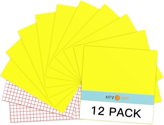 HTVRONT Yellow Permanent Vinyl, 12 Pack Lemon Yellow Vinyl for Cutting Machine - 10 Glossy Lemon Sheets 12" x 12"& 2 Transfer Tape Sheets for Craft Cutter, Party Decoration (Glossy)