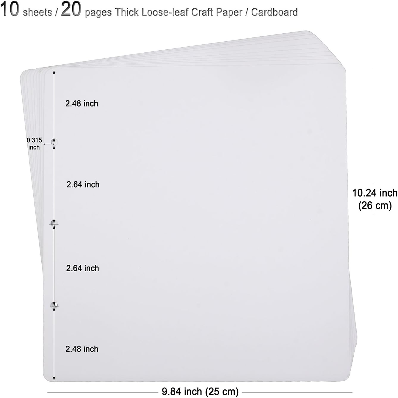 10 Sheets Double Sided Scrapbooking Refill Pages, 9.84x10.24" No Acid Thick Additional Craft Paper Cardboard for ALL ADVcer 10x10 inch Three-Ring Loose-Leaf Binder Photo Album Scrapbook (White)