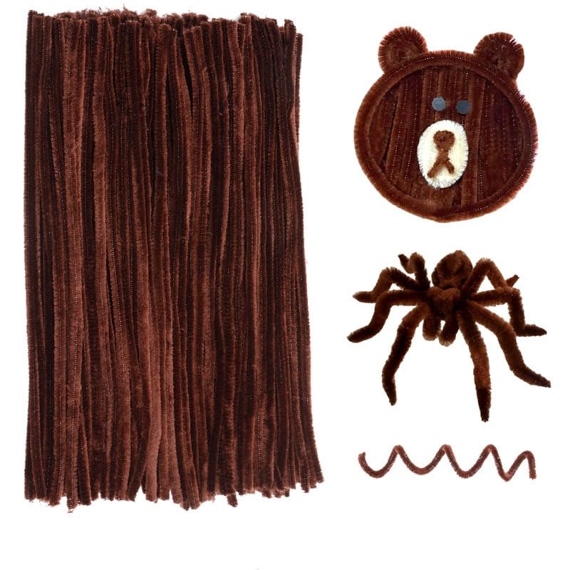 100 Pieces Pipe Cleaners Chenille Stem, Pastel Candy Color Pipe Cleaners Set for Pipe Cleaners DIY Arts Crafts Decorations, Chenille Stems Pipe Cleaners (Brown)