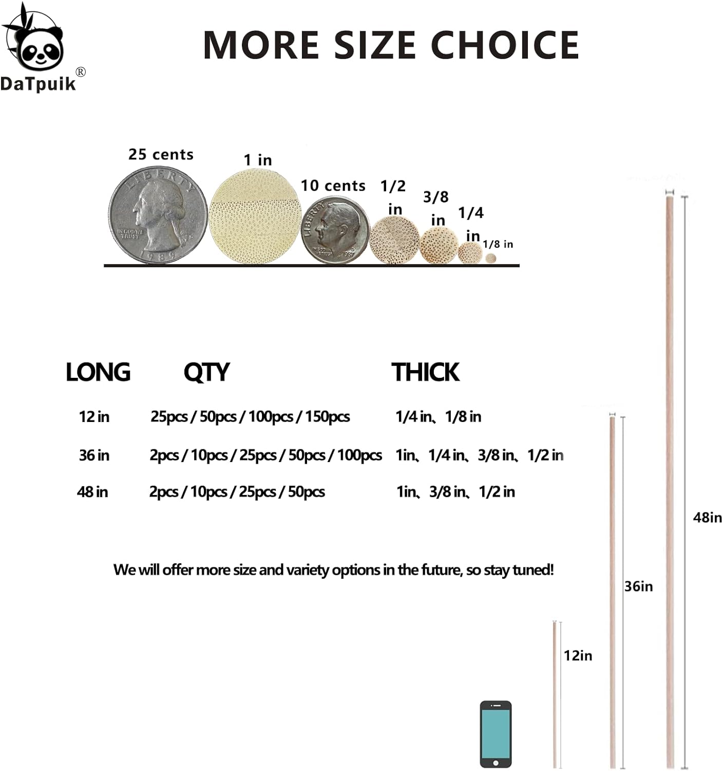 1/4 x 36 Inch 50PCS Dowel Rods Wood Sticks Wooden Dowel Rods - Unfinished Hardwood Sticks - for Crafts and DIYers