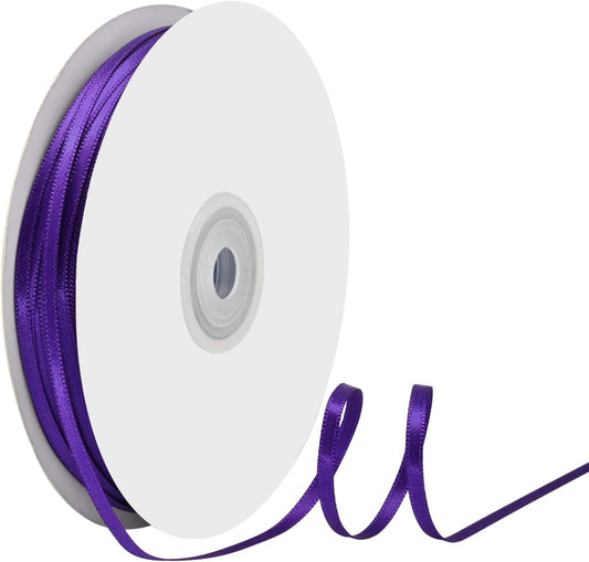 1/8" X 100 Yards Purple Satin Thin Ribbon Solid Color Double Faced Ribbons Perfect for Crafts Wedding Decor Bow Making Arts Sewing and More