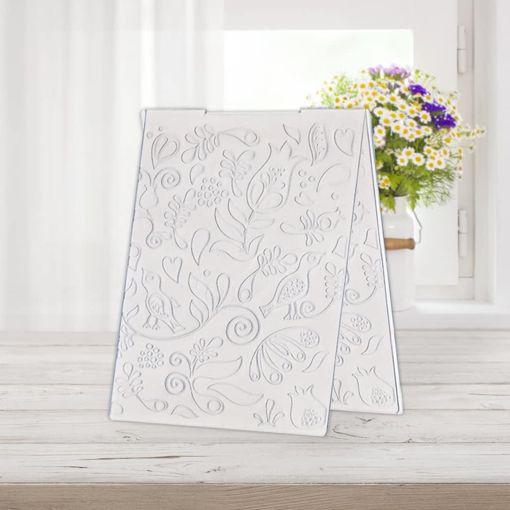 Hying 3-D Textured Impressions Background Embossing Folder, Flower Pattern Plastic Embossing Folder Template for Card Making Scrapbooking Paper Craft Album Stamps DIY Décor