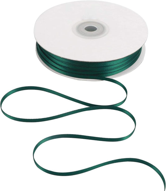 HUIHUANG Solid Color Satin Ribbon 1/8 inch x 100 Yards Roll Ribbon for Crafts (Hunter Green)