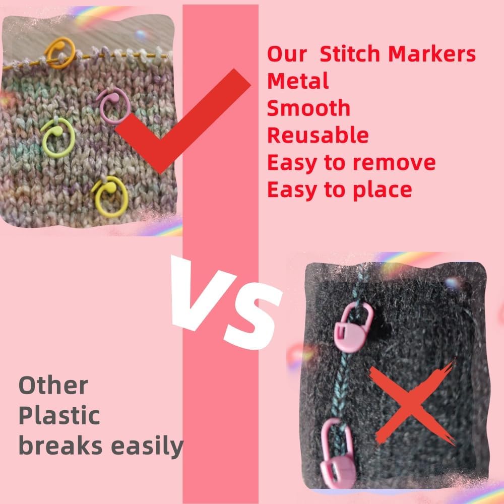 Hilsayum Multicolor Stitch Markers Knitting Stitch Rings Mini Size Crochet Markers Knitting Tool for Sewing Weaving