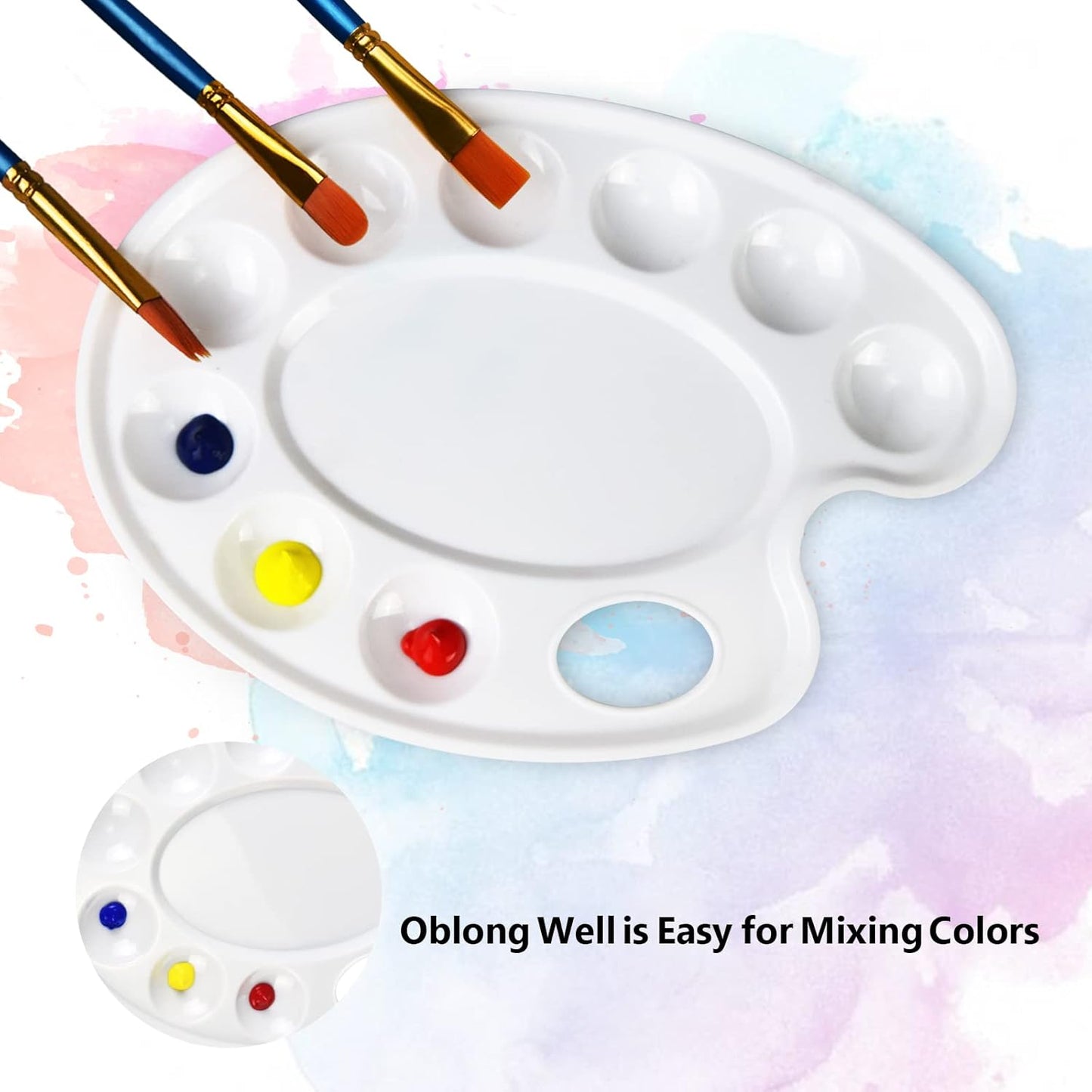 Hulameda Upgrade 4 Pack Paint Tray Palettes with Thumb Hole,Plastic Paint Pallets for Kids or Students to Craft DIY Painting or Have a Birthday Painting Party