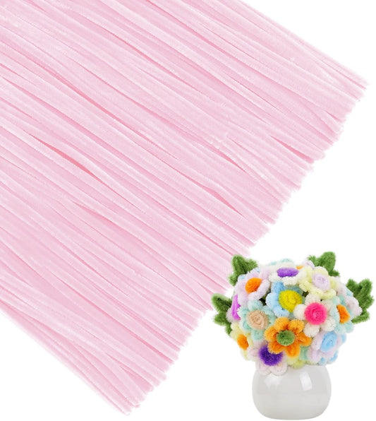 IOOLEEM Pipe Cleaners, 200pcs Light Pink, Flower Making Arts and Craft Supplies, Ideas for Art Project Activity.