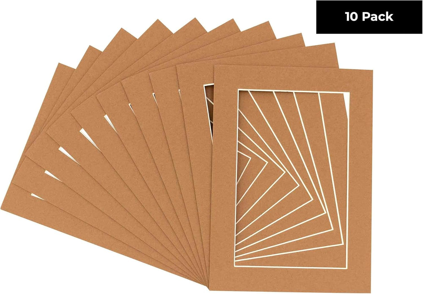 11x14 Mat for 8.5x11 Photo - Precut Aged Oak Brown Picture Matboard for Frames 11 x 14 Inches - Bevel Cut to Display Art 8.5 x 11 Inches - Acid Free Pack of 10 MATS with Backing Boards & Clear Bags