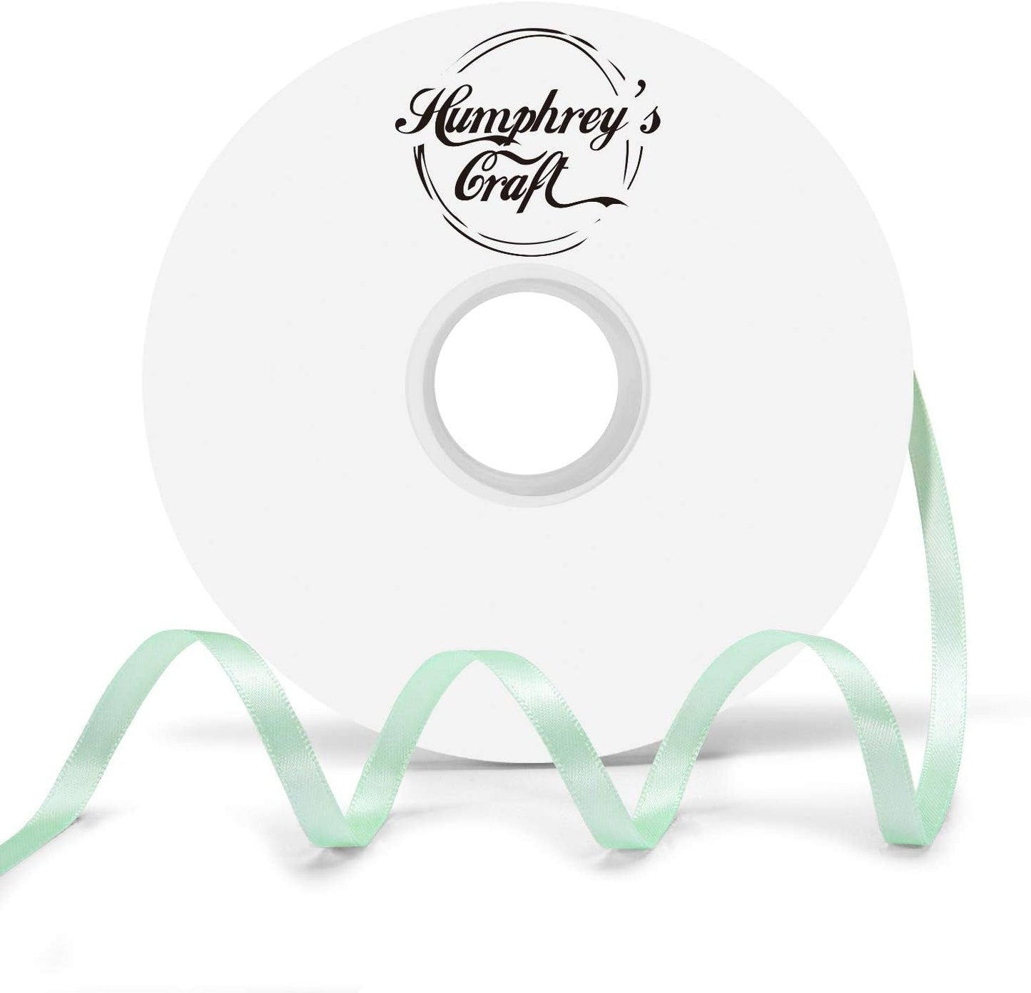 Humphrey's Craft 1/4 Inch Mint Green Double Faced Satin Ribbon - 50 Yards Variety of Color for Crafts Gift Wrapping Bows Bouquet Decoration Sewing Christmas Tree Wedding Invitation Card.