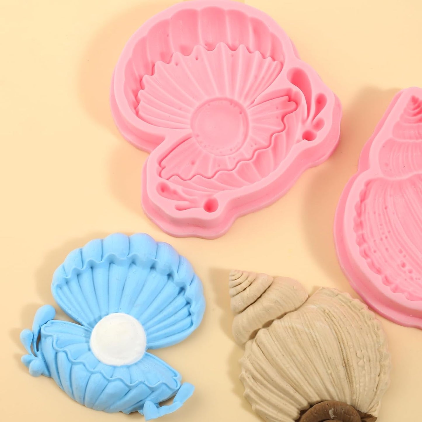 1 Pcs Pearl Shell Cake Decoration Silicone Mold, Cute Ocean Theme Candy Fondant Mold, Suitable for Kitchen Baking Chocolate Biscuit Making, Flower Paste Resin Pendant Clay