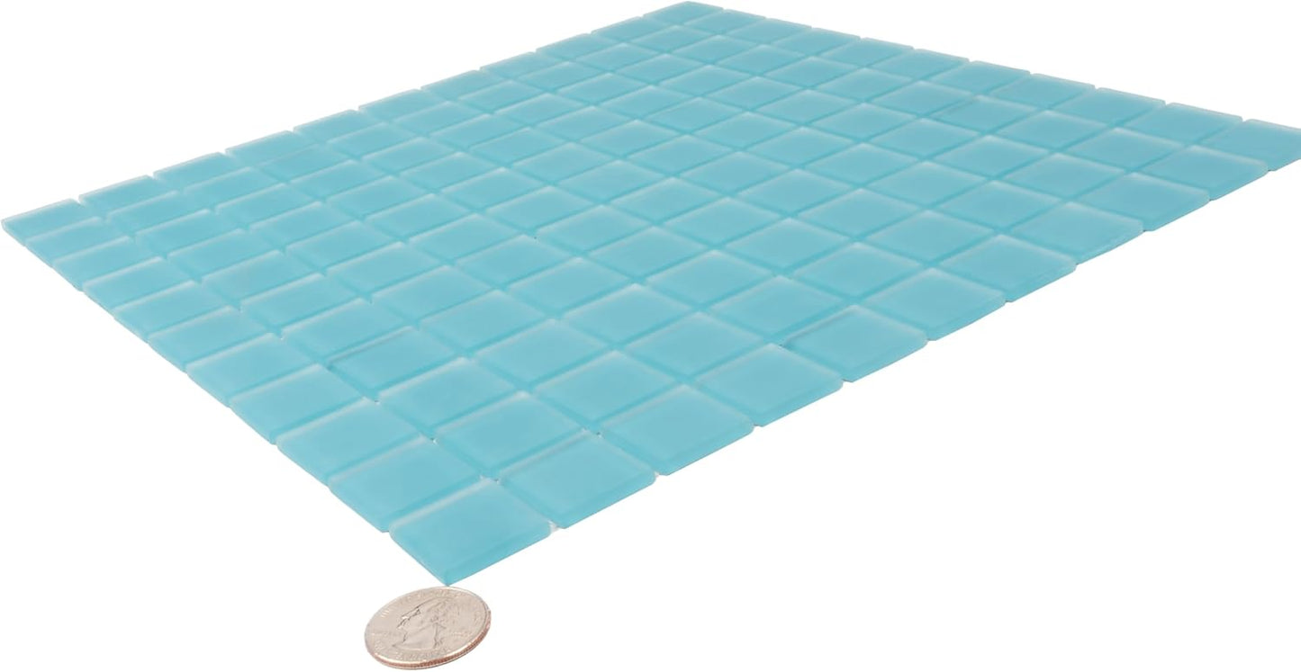 1"x1" Sea Blue Matte Finished Glass Mosaic Tile (9.67 Sq ft- Box of 10 Sheets)