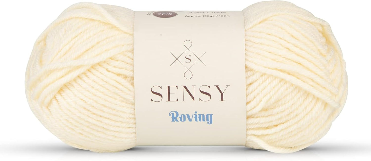 Sensy Roving Yarn, 3.5 oz, 132 Yards, Gauge 5 Bulky (Creamy)
