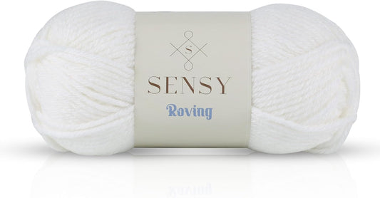 Sensy Roving Yarn, 3.5 oz, 132 Yards, Gauge 5 Bulky (White)