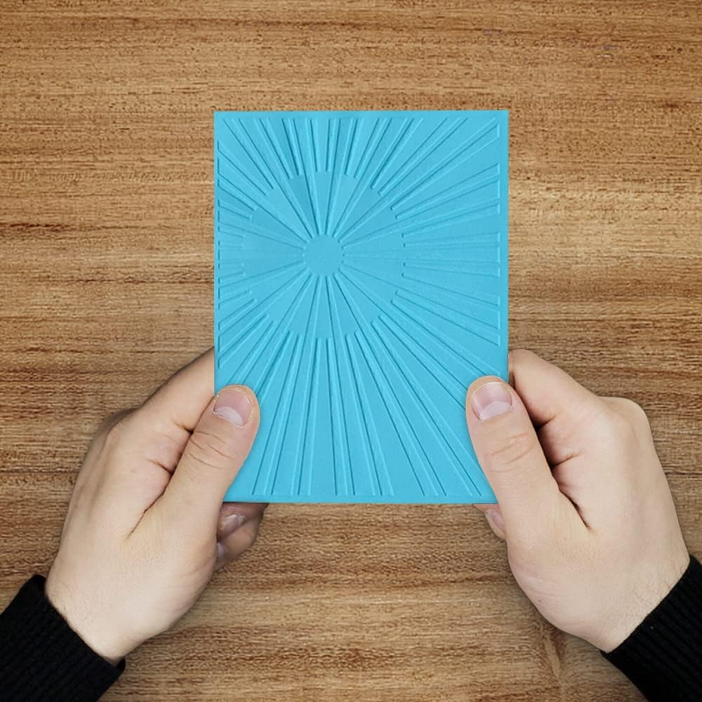 Hying 3-D Textured Impressions Background Embossing Folder, Radiate Line Pattern Plastic Embossing Folder Template for Card Making Scrapbooking Paper Craft Album Stamps DIY Décor