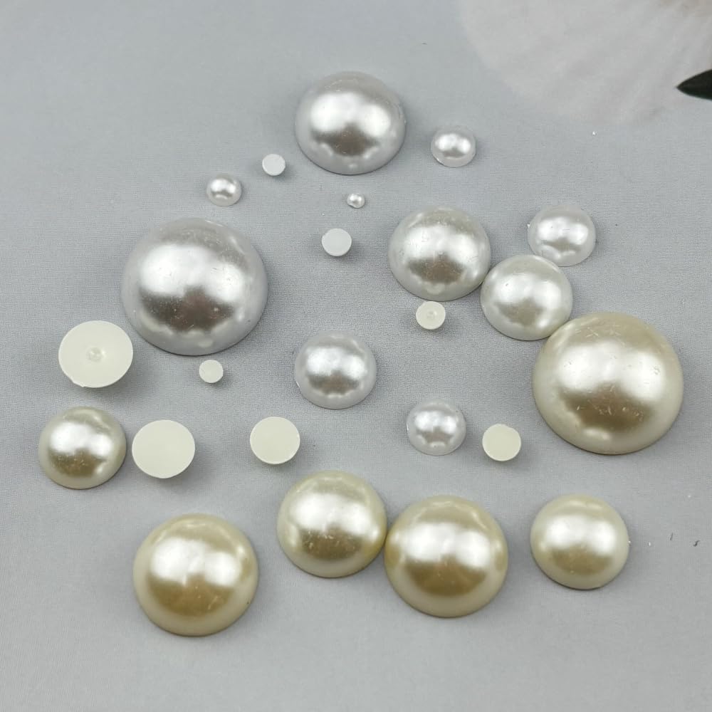 10000pcs 3mm Half Pearls for Crafts Flatback Round Half Pearl Beads for Jewelry Making Nail Art Scrapbook Craft Wedding Dress Decoration(White)