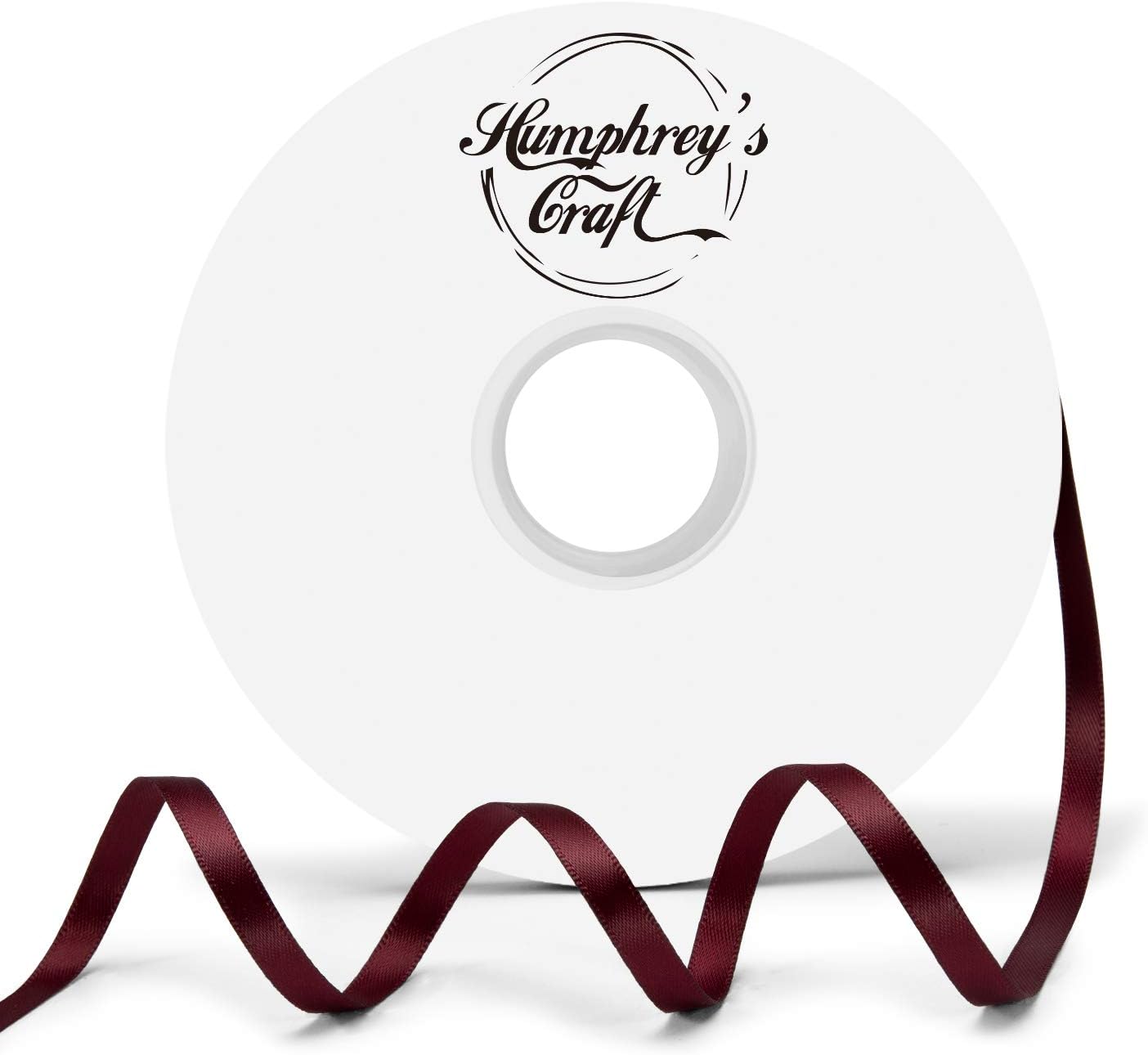 Humphrey's Craft 1/4 Inch Burgundy/Maroon Double Faced Satin Ribbon - 50 Yards Variety of Color for Crafts Gift Wrapping DIY Bows Bouquet Decoration Sewing Christmas Tree Wedding Invitation Card.