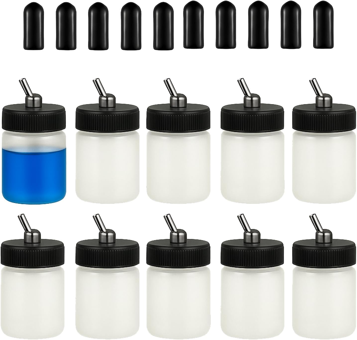 10 x 22CC Dual Action Airbrush Plastic Bottle Standard Suction Lid for Siphon Feed Airbrushes