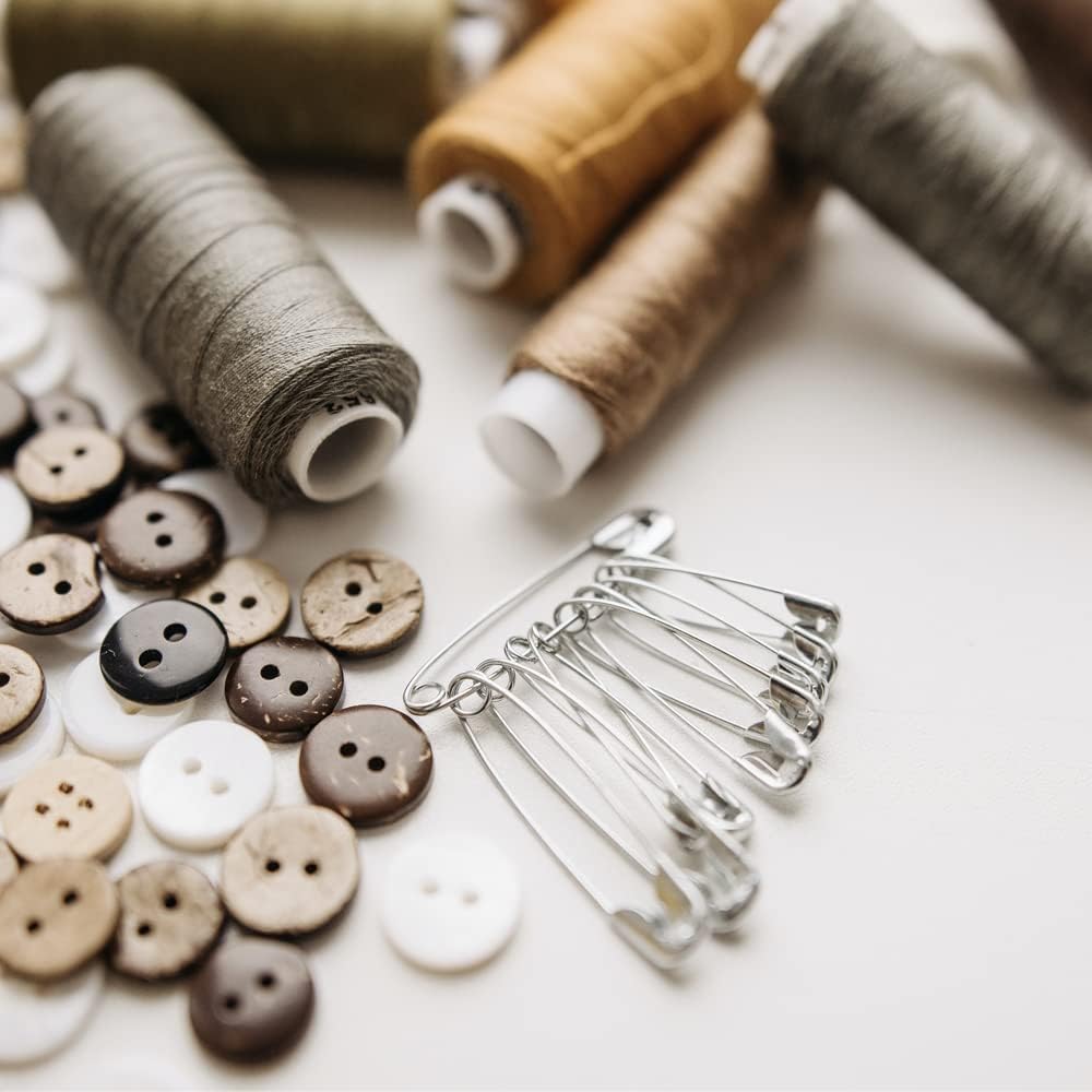 1000 Silver Sewing Pins, 1.5 Inch Rust-Resistant Steel Wire Assorted - Large Safety Pins for Clothes & Crafts Use