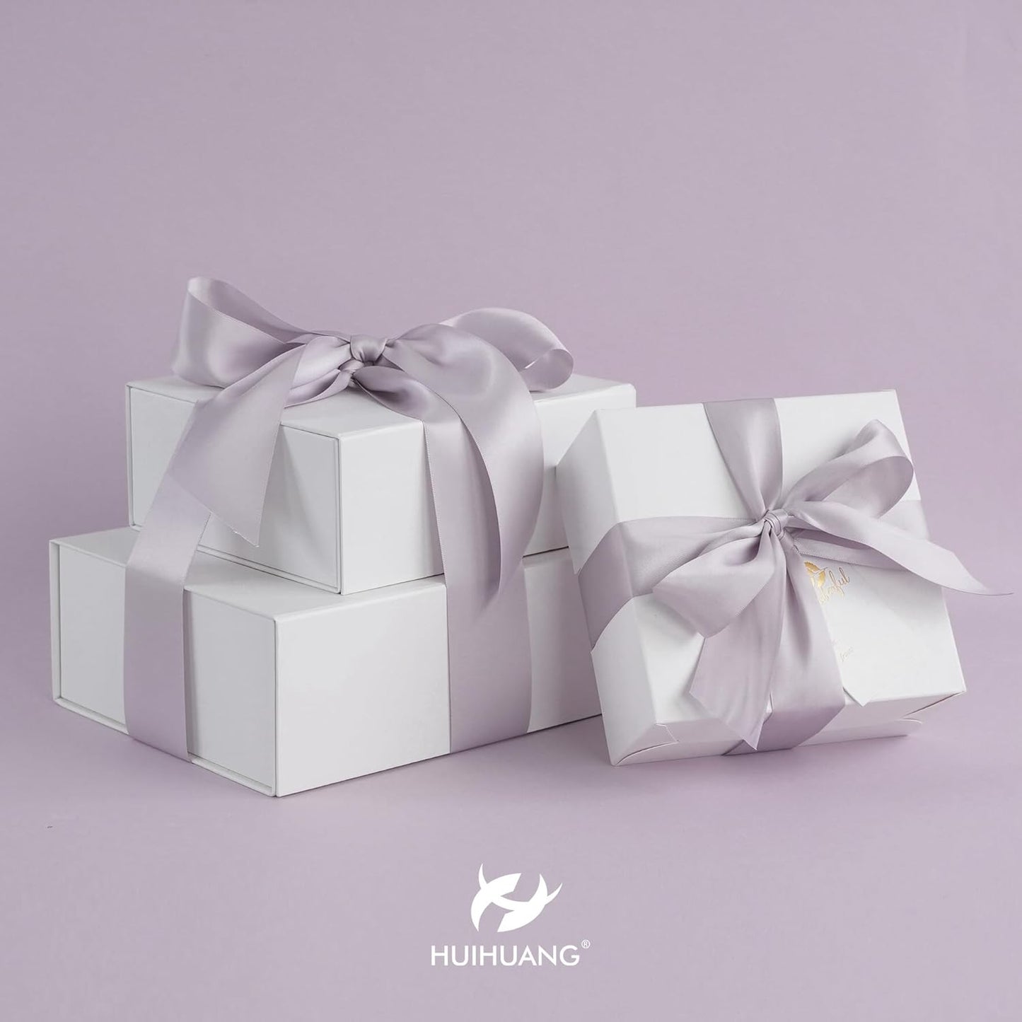 HUIHUANG Dusty Purple Ribbon 2 inch Wide Double-Faced Pastel Lilac Satin Silk Ribbon for Flower Bouquet Wrap, Gift Wrapping,Wedding Decor, Home Decor, Crafts and Bows Making- 25 Yards/Roll