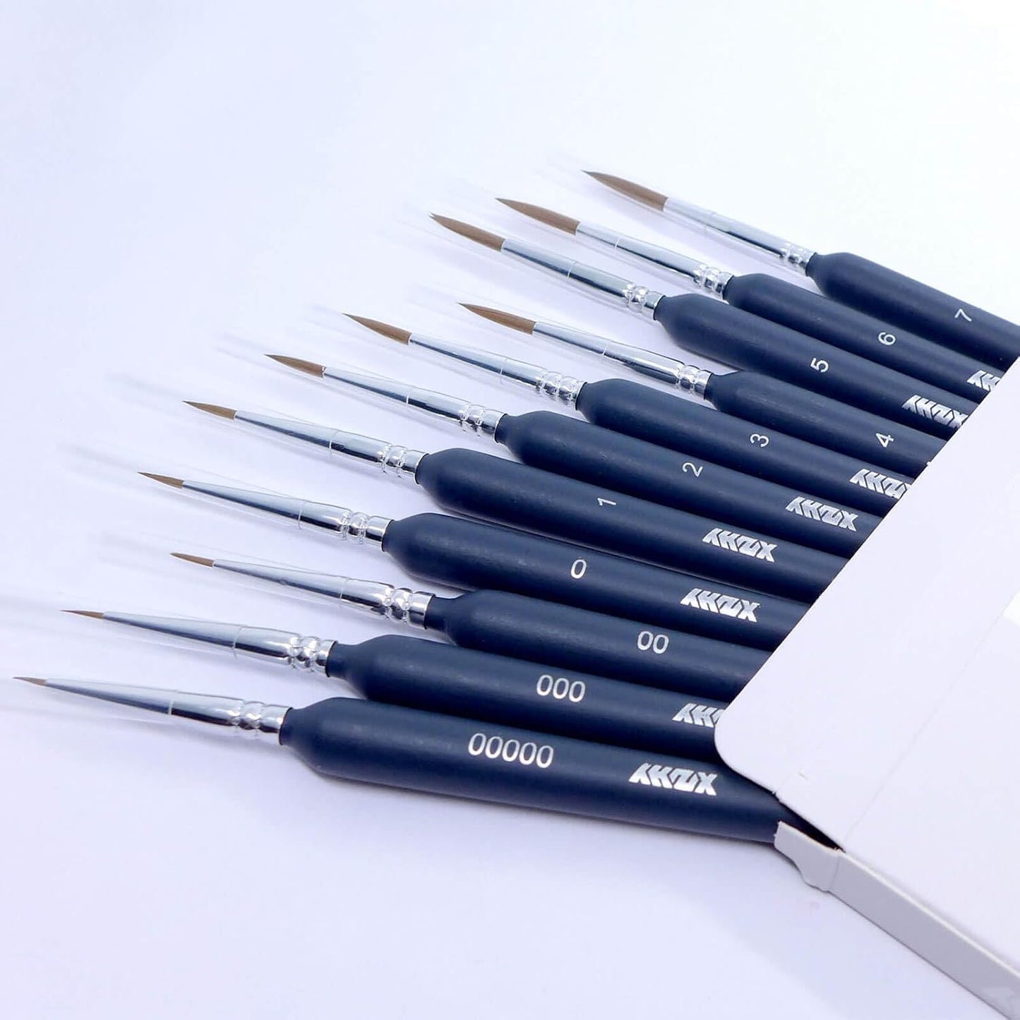 11Pcs Fine Detail Paint Brushes Set Fine Tip Paint Brush Miniature Mini Paints Brush for Watercolor, Oil, Acrylic, Face, Nail, Scale Model Painting Line Drawing (00000#-7#) Dark Blue XZHY