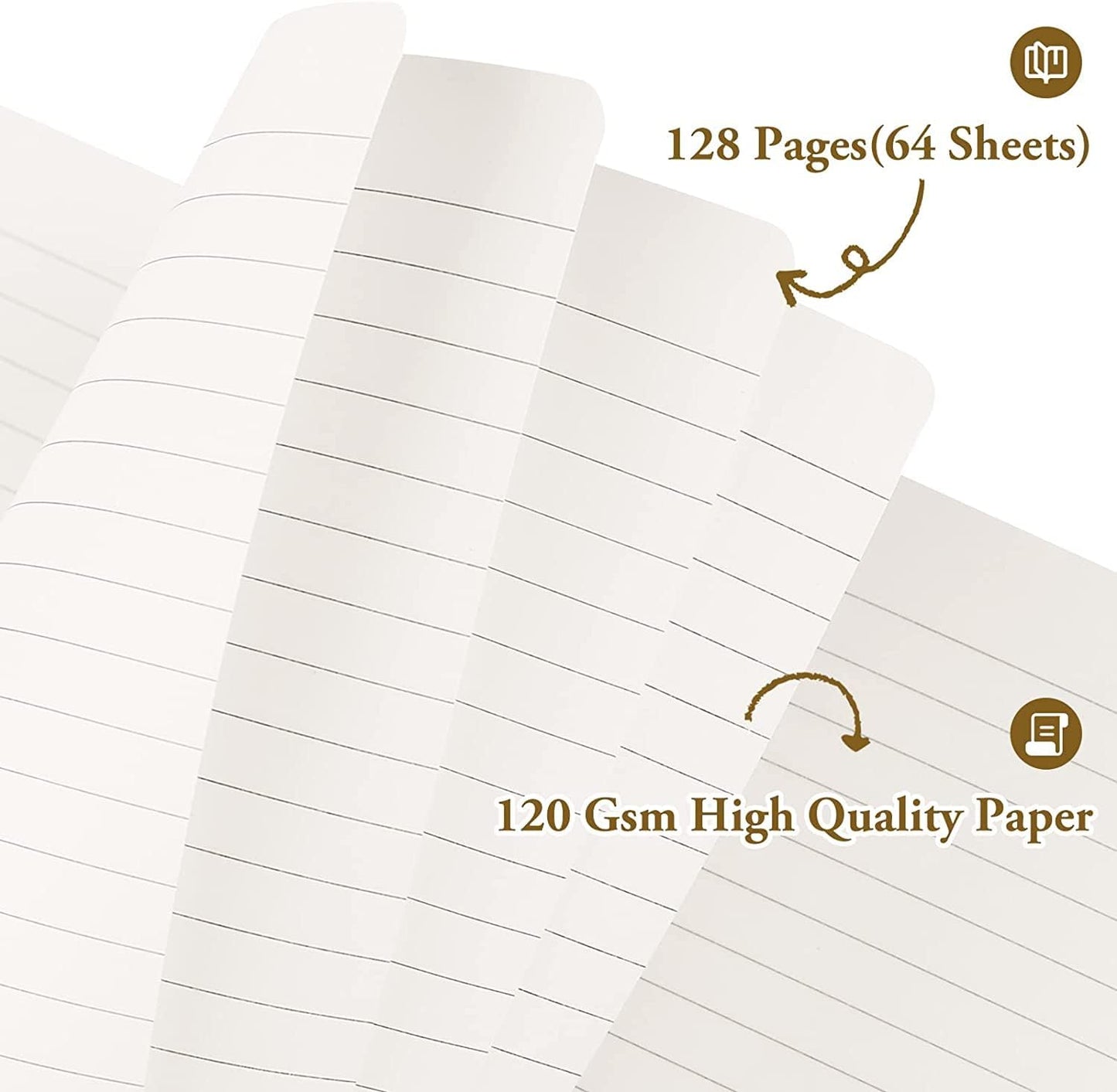 Huhuhero Notebooks Journal, Ruled Notebook, Premium Thick Paper Lined Journal, Black Hardcover Notebook for Office Home School Business Writing Note Taking Journaling, 5"×8.25" (5, Brown)