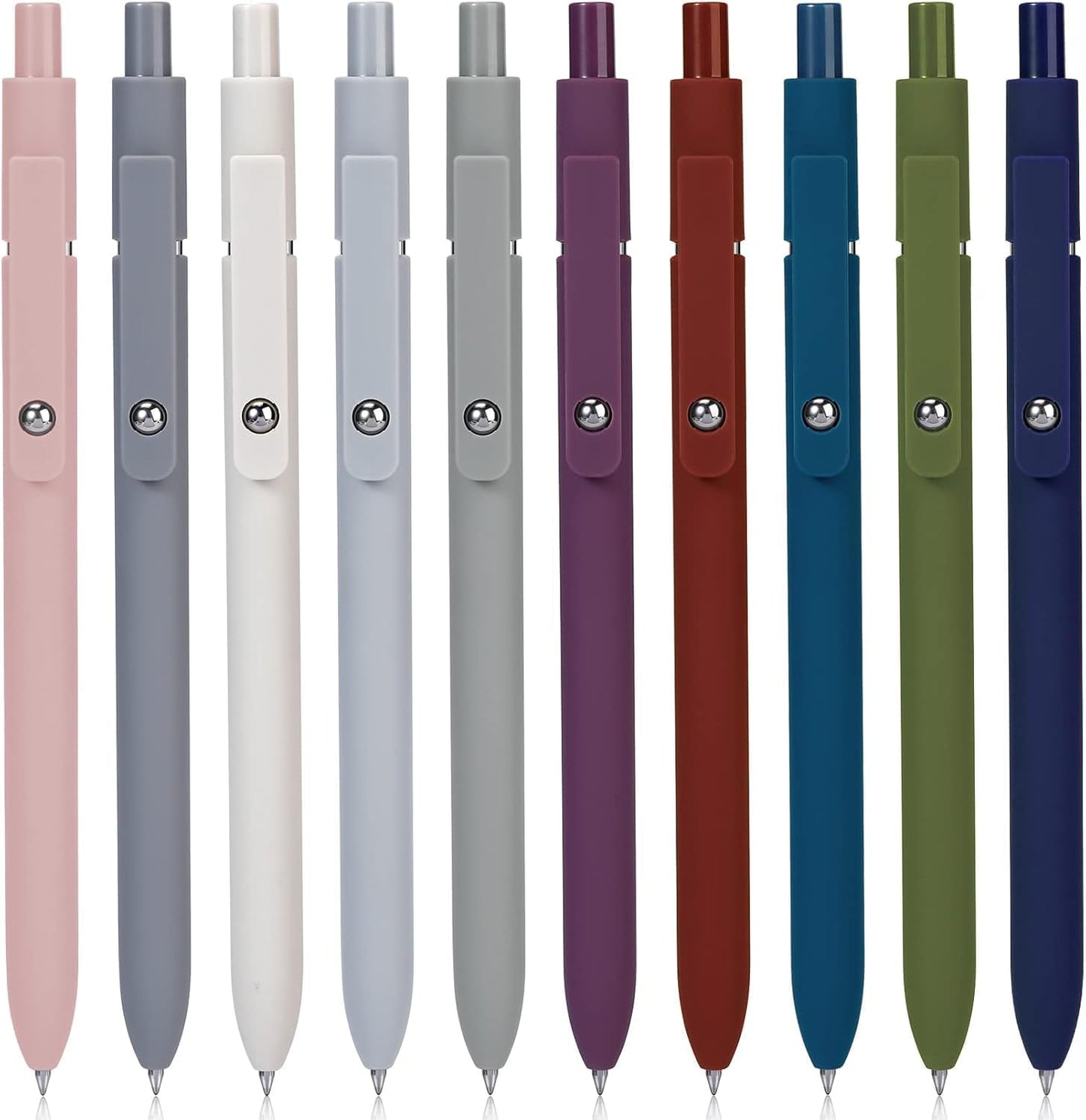 10Pcs Quick Dry Ink Pens,Retractable Gel Ink Pens,Fine Point Rolling Ball Gel Pen,Premium Smooth Writing Pens,0.5mm Cute Kawaii Pens for School Home Office Diary,Assorted Vintage Colors,Black Refill