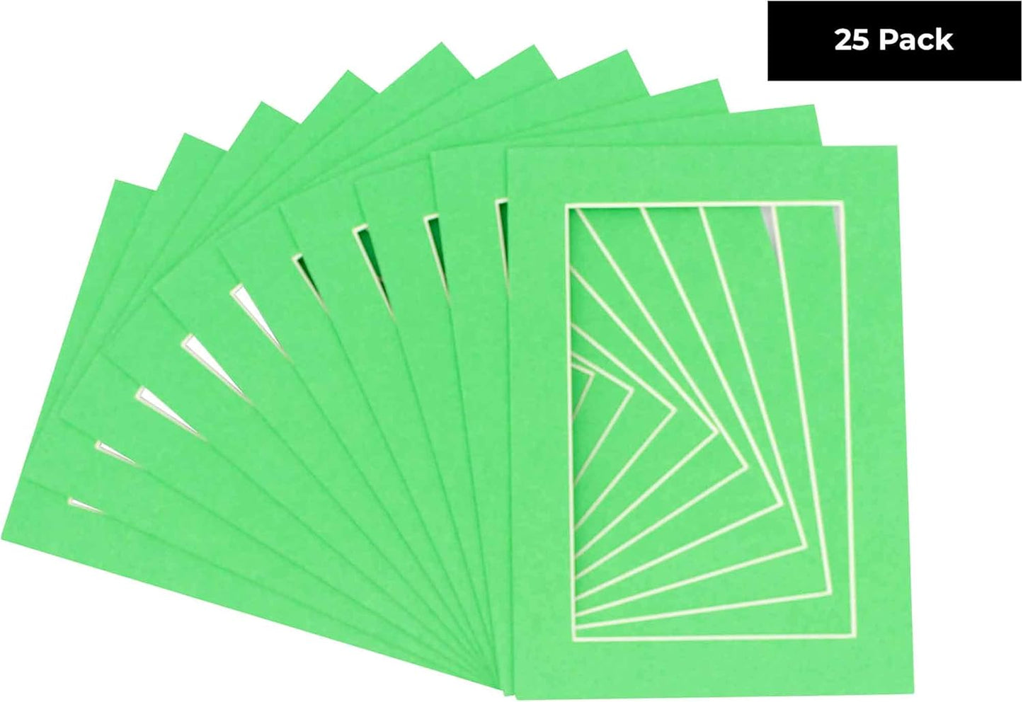 11x14 Mat for 8.5x11 Photo - Precut Bright Green Picture Matboard for Frames Measuring 11 x 14 Inches - Bevel Cut Matte to Display Art Measuring 8.5 x 11 Inches - Acid Free Pack of 25 MATS