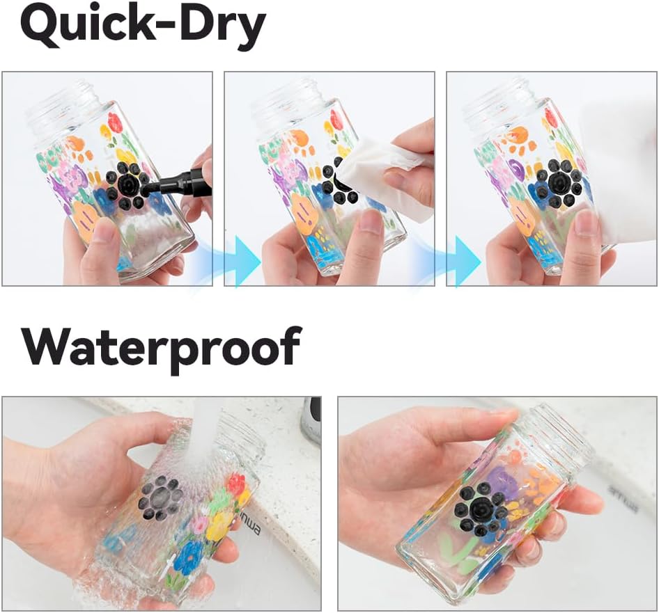 TRANSON 2 White Permanent Paint Markers for Fabric Rock Craft Diy Painting Medium Tip Oil Based Waterproof