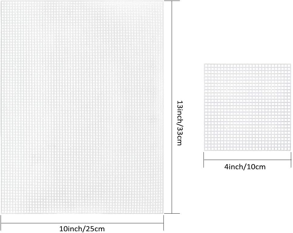 Pllieay 33-Piece Mesh Canvas Kit: 15 Clear Canvas, 12 Colors, Acrylic Yarn & Embroidery Tools for Plastic Craft