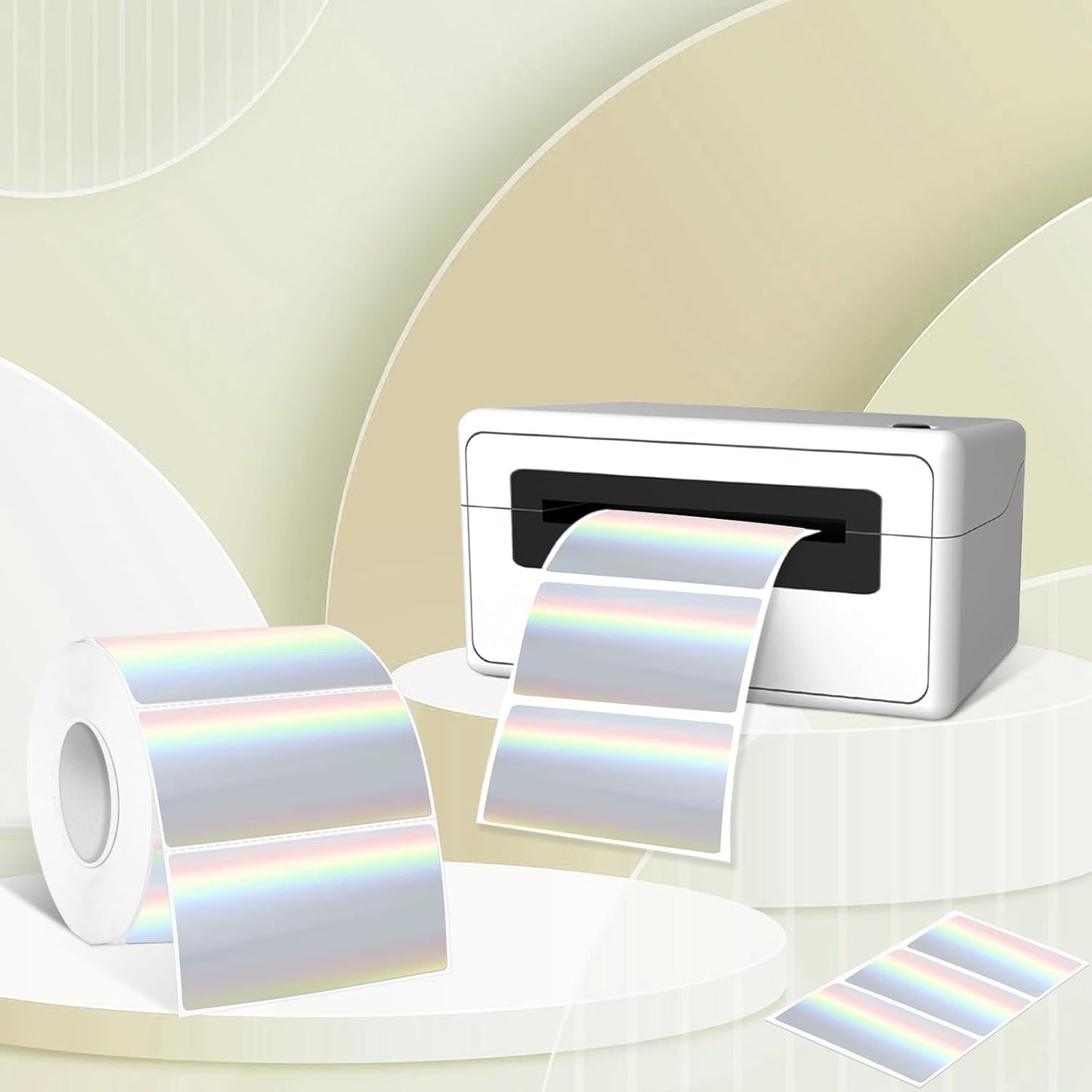 1.25" x 2.25" Holographic Thermal Label Stickers,Printable Rainbow Glitter Thermal Printer Sticker Labels for Gift Wrapping, Self-Adhesive Name Price Tag DIY Custom Logo Design (500 pcs)