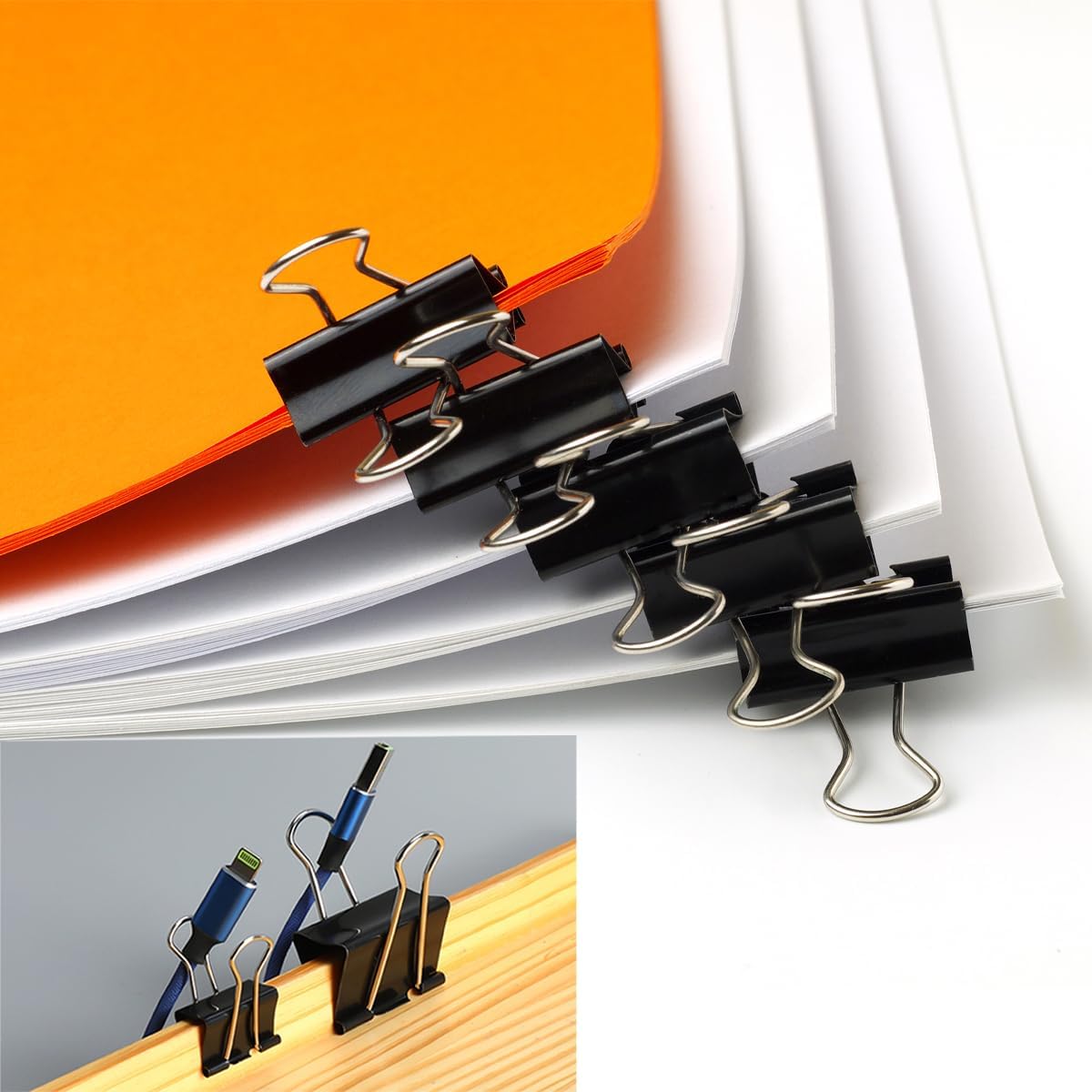 100 PCS Mini Binder Clips, 3/4 inch 19mm Binder Clips, Black Paper Clamps Small Size for Office, Home, School, Document Organizing (0.74 inch)