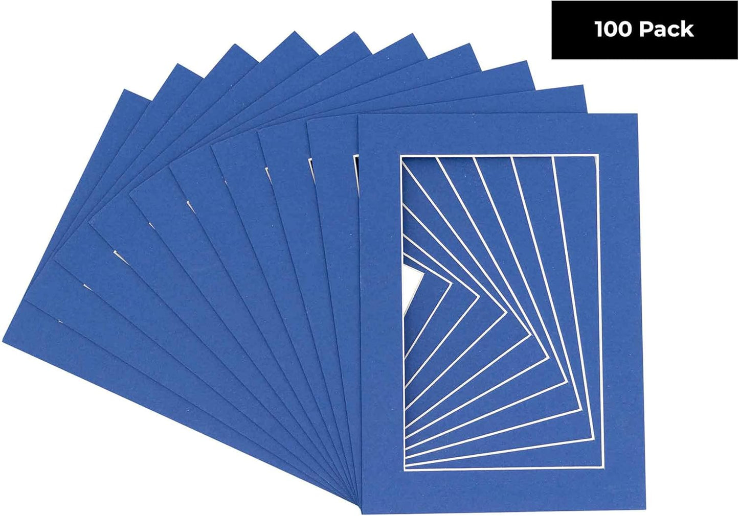11x14 Mat for 8.5x11 Photo - Precut Bottle Blue Picture Matboard for Frames 11 x 14 Inches - Bevel Cut to Display Art 8.5 x 11 Inches - Acid Free Pack of 100 MATS with Backing Boards & Clear Bags