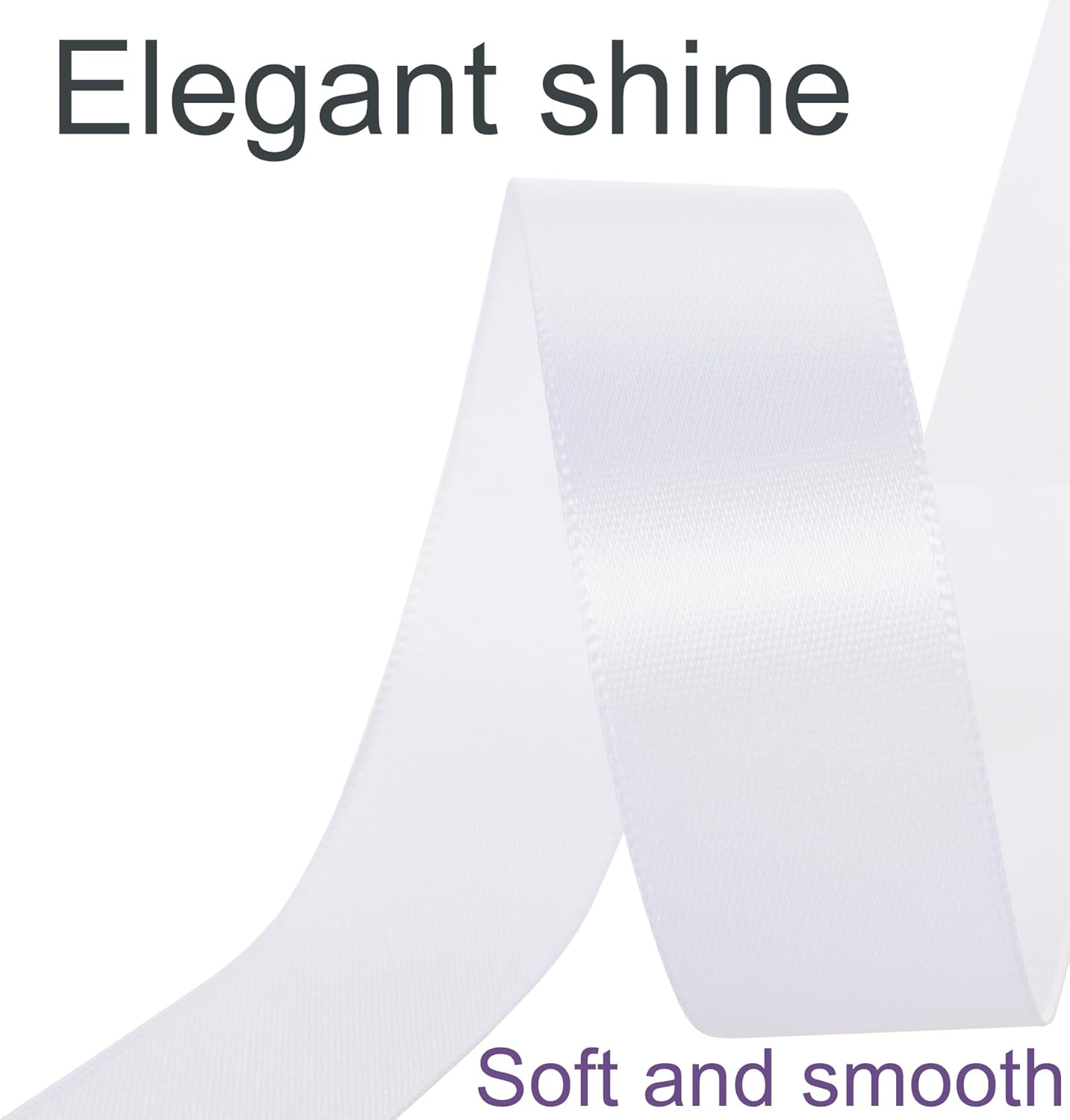 1 Inch White Ribbon, 50 Yards Craft Polyester Satin Ribbon Perfect for Gift Wrapping, Handmade Roses, Wedding Party Decorations and DIY Crafts