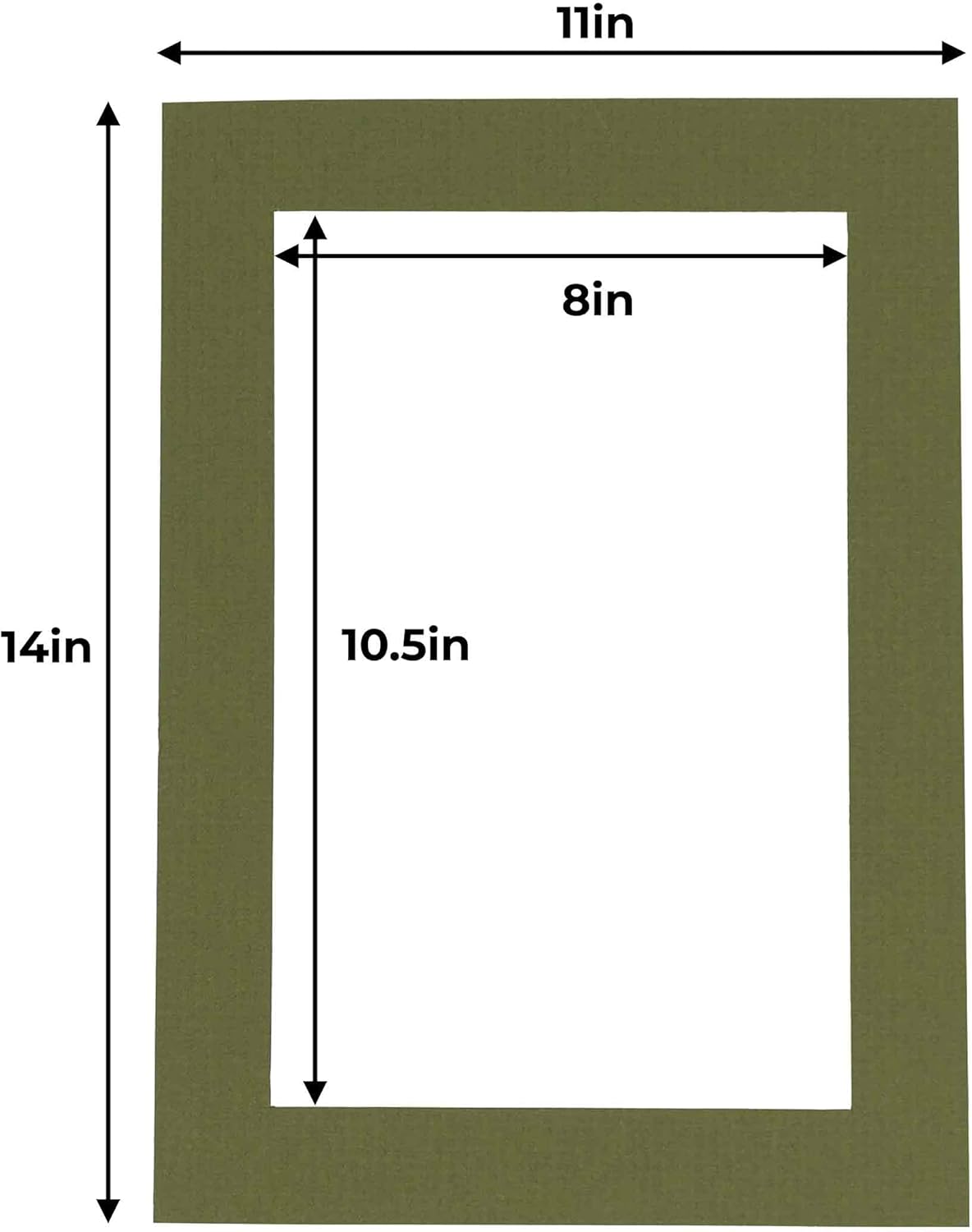 11x14 Mat for 8.5x11 Photo - Precut Dill Green Picture Matboard for Frames Measuring 11 x 14 Inches - Bevel Cut Matte to Display Art 8.5 x 11 Inches - Acid Free ONE MAT with Backing Board & Clear Bag