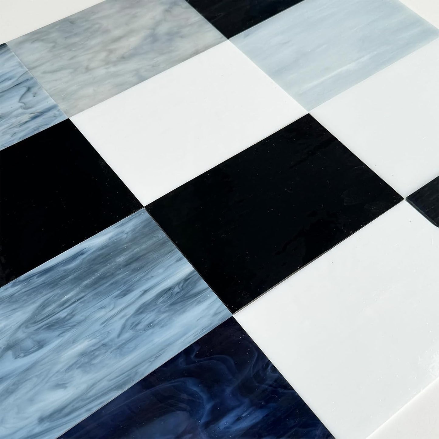 ILLUCKAI 12 Sheets Stained Glass Sheet Assorted Gray Black White Colors, 6 x 4 inch Stained Glass Supplies Mosaic Glass Tiles for Stained Glass Artwork Mosaic Crafts