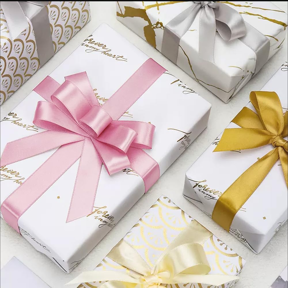 1" x 25 Yards Satin Ribbon, Red Silk Ribbon Ideal for Gift Wrapping, Floral Bouquets, Crafts, Wedding Party Decorations, Christmas and Sewing Projects