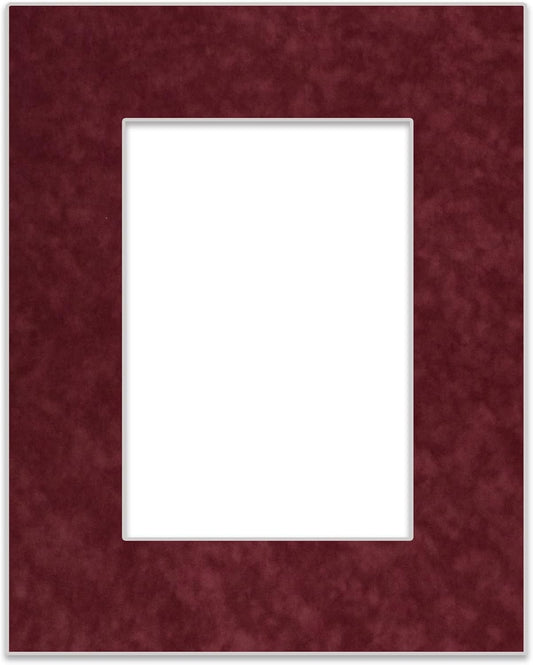 11x14 Mat Bevel Cut for 8.5x11 Photos - Acid Free Dark Red Suede Precut Matboard - For Pictures, Photos, Framing - 4-ply Thickness