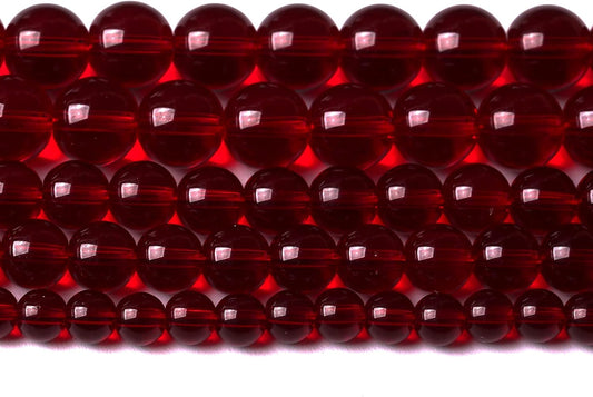 102pcs 8mm Smooth Garnet Red Glass Crystal Round Loose BeadsFor Jewelry Making DIY Bracelet Necklace Accessories 32" 2 Strand