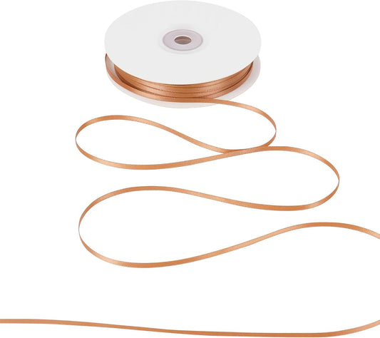 HUIHUANG 1/8" Terracotta Satin Ribbon Small Thin Ribbon for Crafts Gift Wrapping DIY Bows Decoration Sewing and Invitation Card Hanging Tags-100 Yards