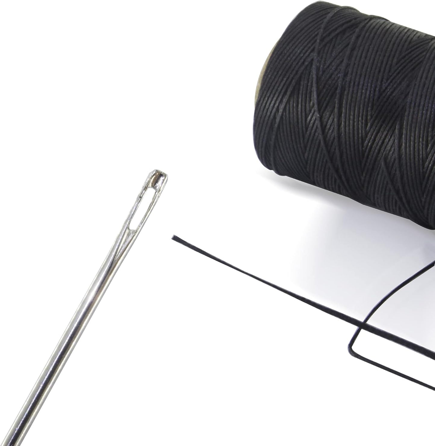10" Upholstery Large Eye Long Needle Apply to Home or Work Hand Sewing Tapestry Embroidery with 568 Yard 150D 1mm-Width Black Leather Sewing Waxed Thread. (10 inch, 568 Yard)