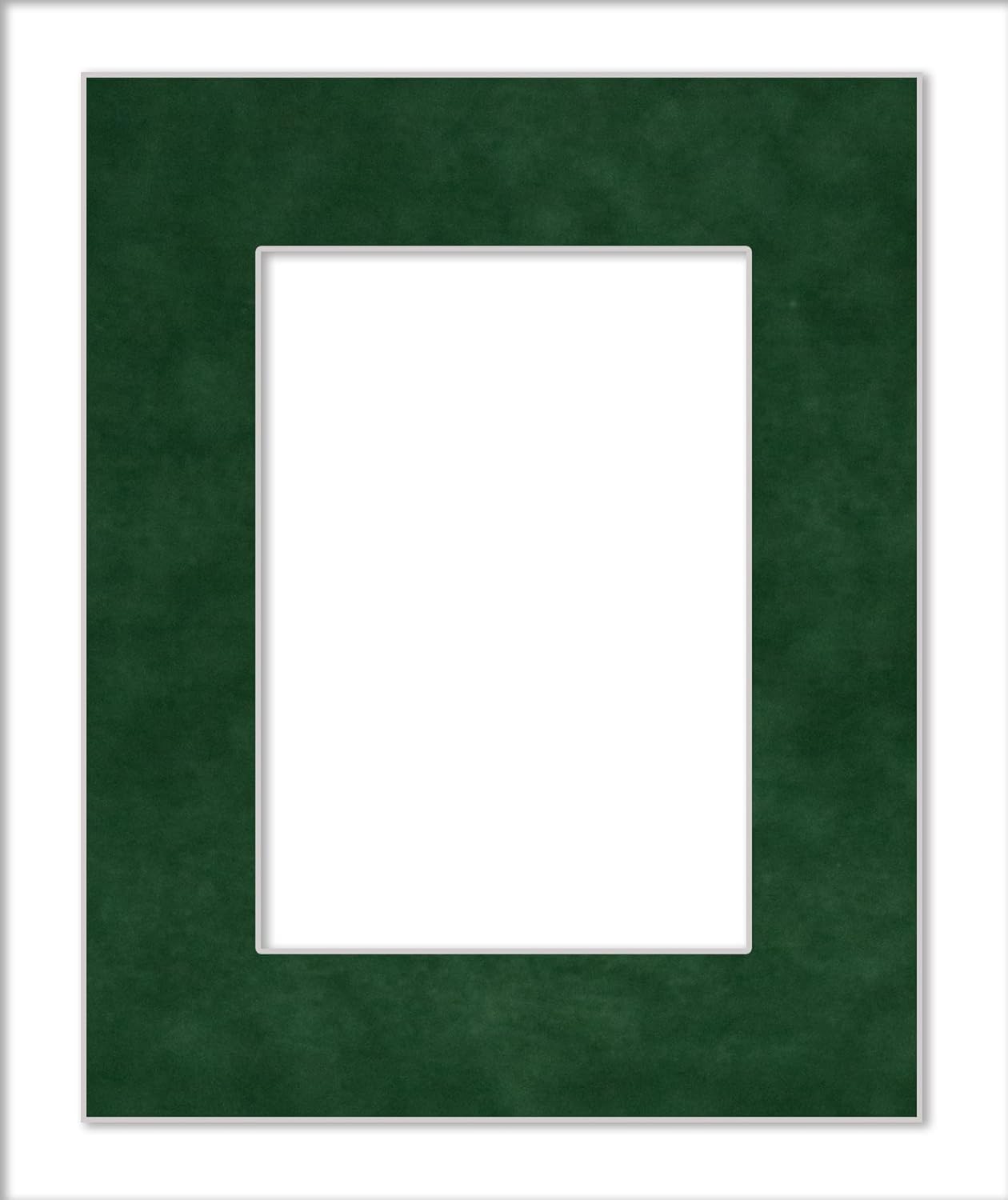 11x14 Mat Bevel Cut for 8.5x11 Photos - Acid Free Green Suede Precut Matboard With Backing Board and Crystal Clear, Self Seal Photo Mat Bag - For Pictures, Photos, Framing - 4-ply Thickness