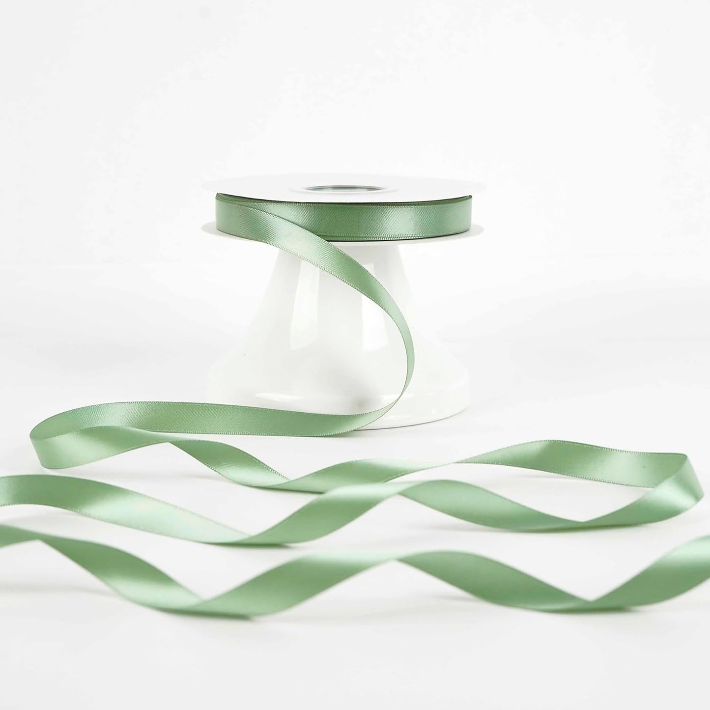 HUIHUANG Sage Green Satin Ribbon 1/2 inch X 50 Yards Continuous, Light Green Double-Faced Satin Ribbon for Gift Wrapping, Bows, DIY Crafts, Flower Bouquet, Bridal Shower Wedding Decor