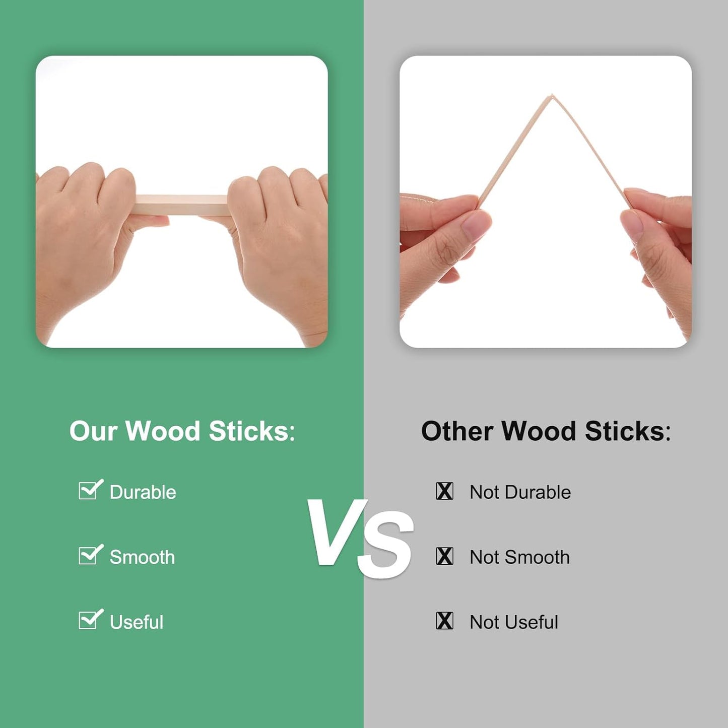 10-Pack Wood Square Dowel Rods, 25/64 x 6 Inch Unfinished Wooden Square Dowel Rod, Hardwood Square Dowel Sticks for Crafts/DIY Projects/Models Making [Wood Color]